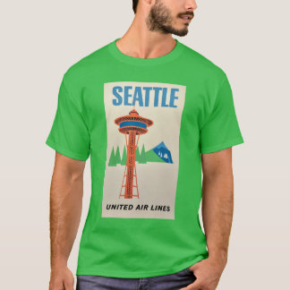SEATTLE United Airlines Travel Poster SEATTLE Trav T-Shirt