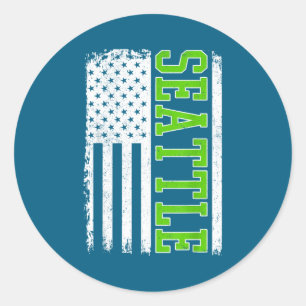 Seattle vintage us flag vintage design men women k classic round sticker
