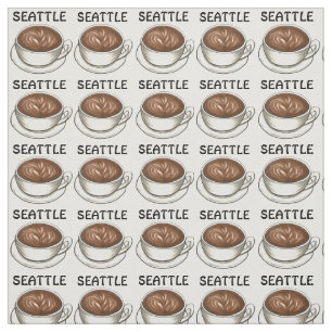 Seattle WA Coffee Shop Cafe Latte Barista Caffeine Fabric