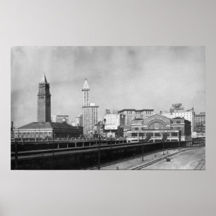 Seattle, WA - Seattle Railway Centre and Smith Poster