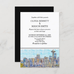 Seattle Wa Skyline Cityscape Wedding Invitation