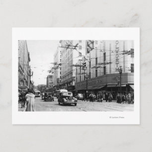 Seattle, WA Street Scene Downtown Photograph Postcard