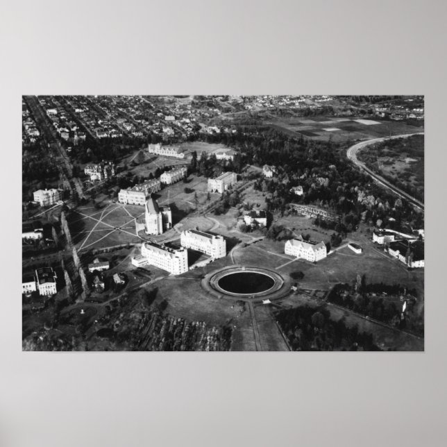 Seattle, WA University of WA Campus Aerial Poster (Front)