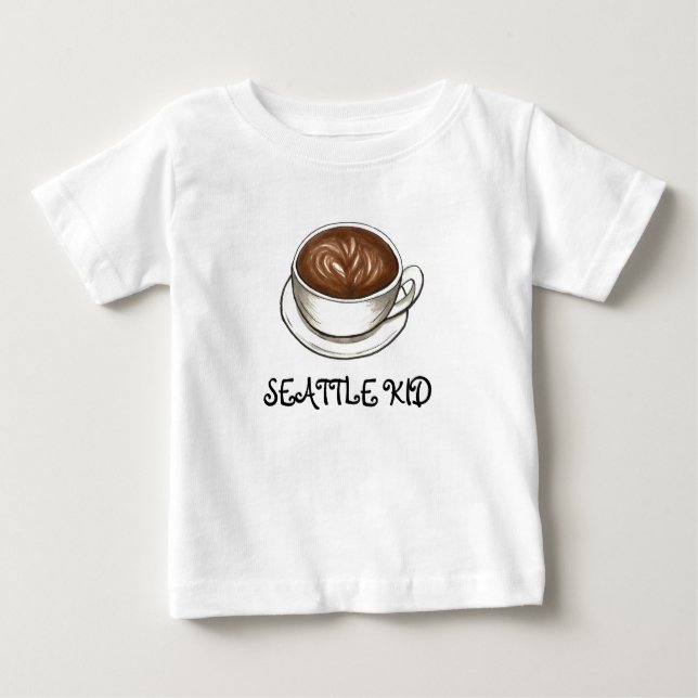 Seattle WA Washington Kid Latte Coffee Cup Baby T-Shirt (Front)