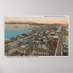 Seattle, WAAerial of Downtown Seattle & Bay Poster