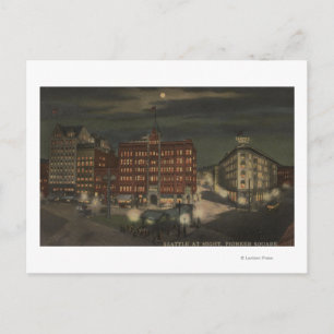 Seattle, WAPioneer Square at Night Postcard