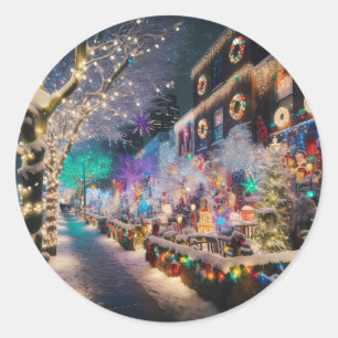 Seattle, Washington at Christmas Time Classic Round Sticker