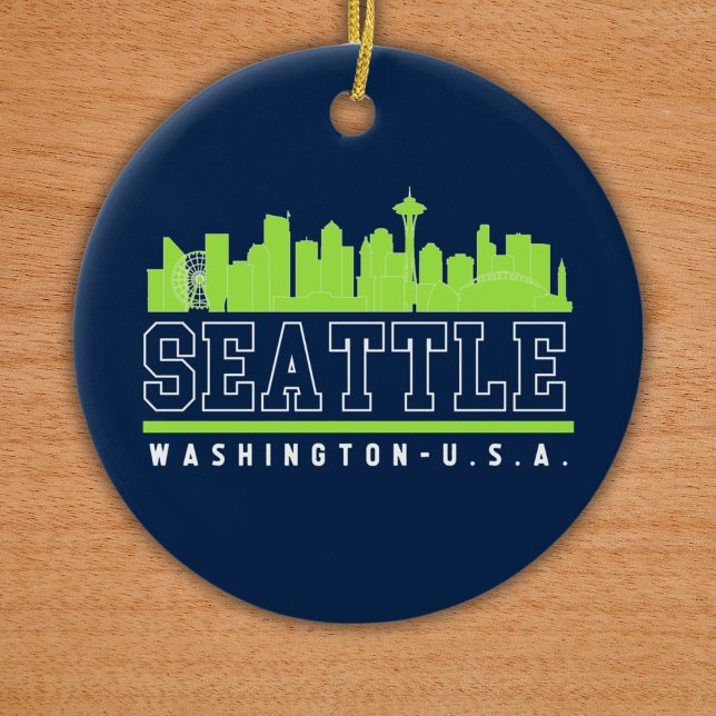 Seattle Washington Beautiful Skyline City Ceramic Ornament (Creator Uploaded)