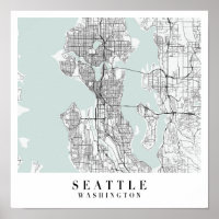 Seattle Washington Blue Water Street Map