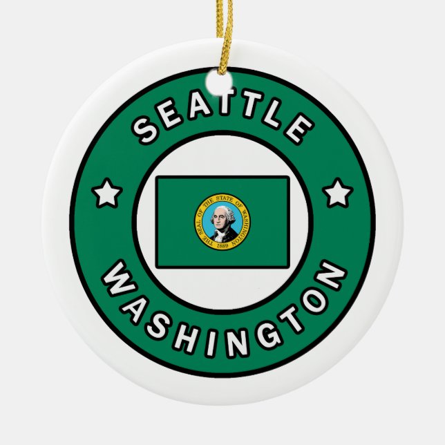 Seattle Washington Ceramic Ornament (Front)