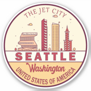 Seattle Washington City Skyline Emblem