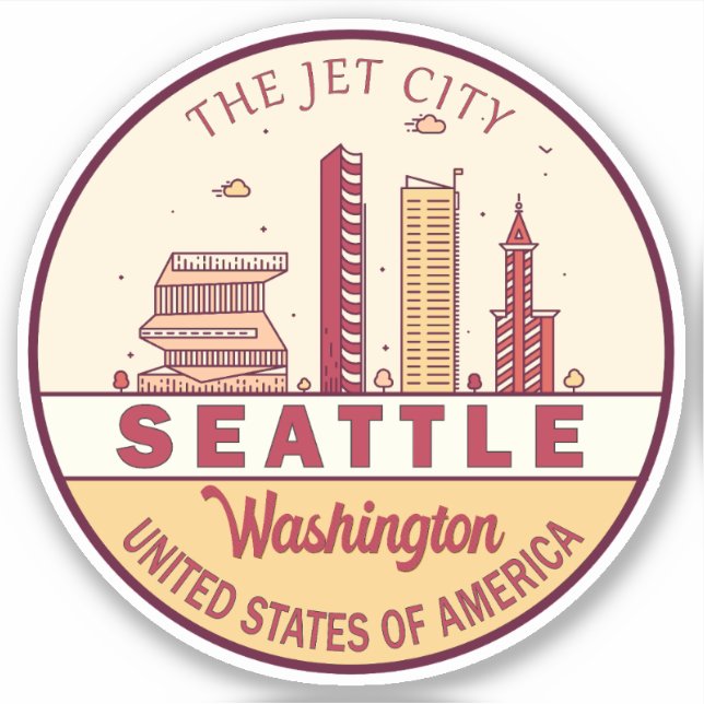 Seattle Washington City Skyline Emblem (Front)