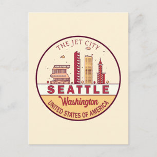 Seattle Washington City Skyline Emblem Postcard