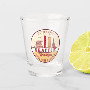 Seattle Washington City Skyline Emblem Shot Glass