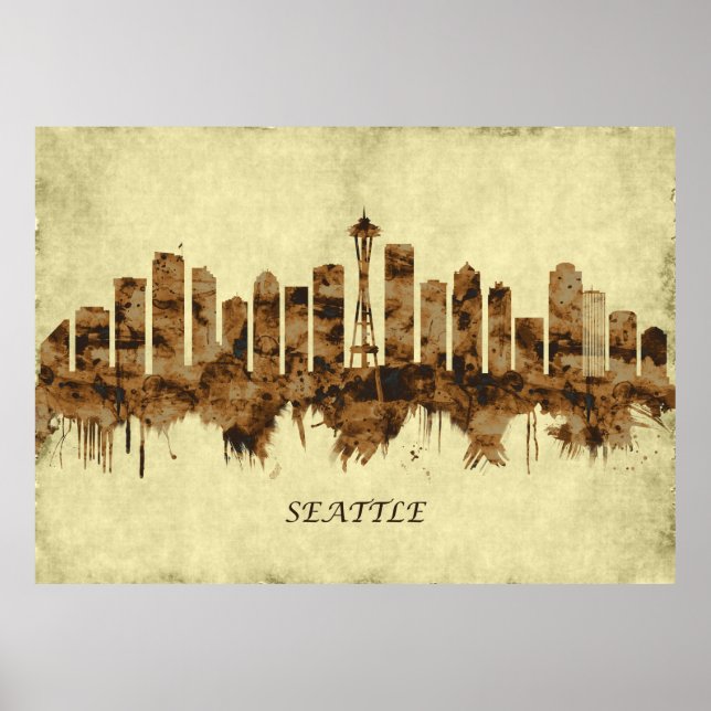Seattle Washington Cityscape Poster (Front)