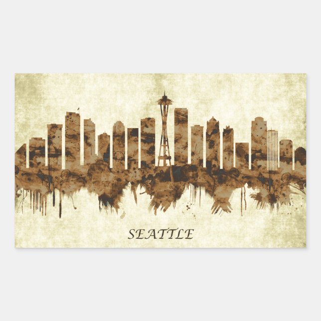 Seattle Washington Cityscape Rectangular Sticker (Front)