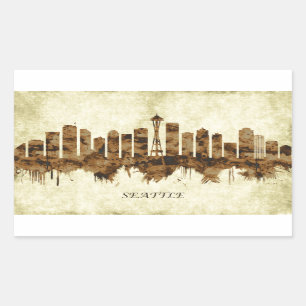 Seattle Washington Cityscape Rectangular Sticker
