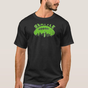 Seattle Washington Cityscape Retro Football T-Shirt