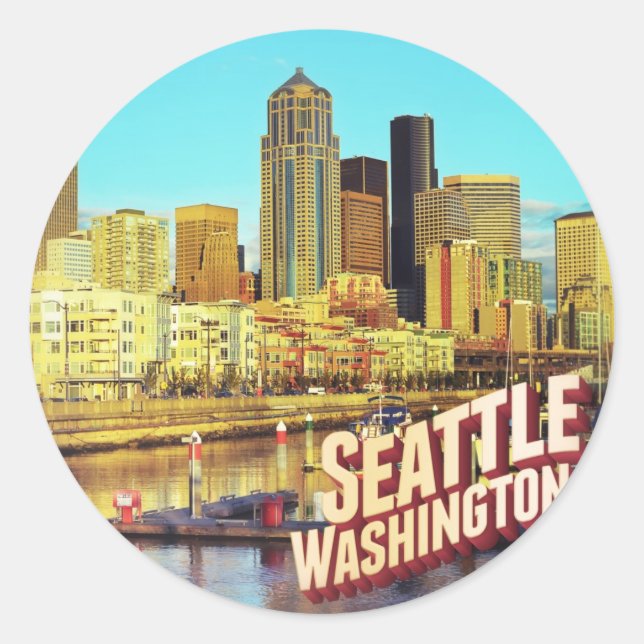 Seattle Washington Classic Round Sticker (Front)