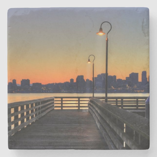 Seattle Washington Downtown Skyline Stone Coaster (Front)