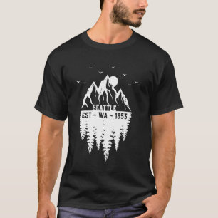 Seattle Washington Established 1853 Mountains Tree T-Shirt