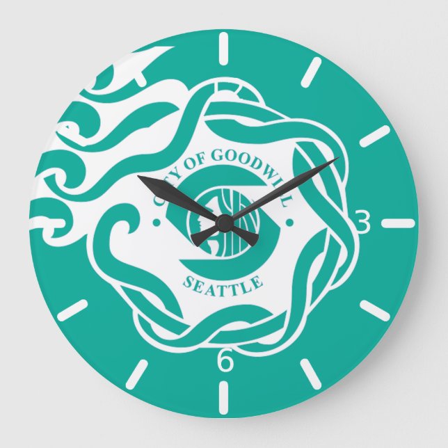 Seattle (Washington) flag Large Clock (Front)