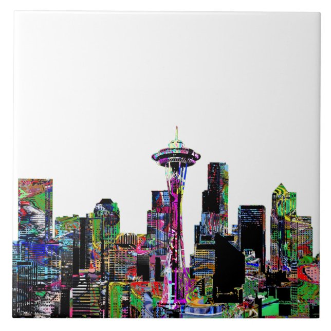 Seattle, Washington in graffiti Ceramic Tile (Front)