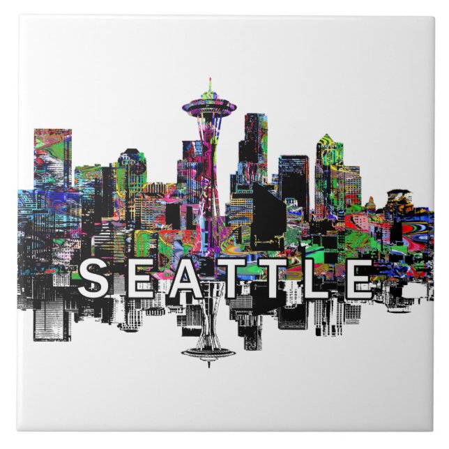 Seattle, Washington in graffiti Ceramic Tile (Front)