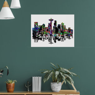 Seattle, Washington in graffiti Poster