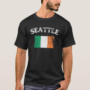 SEATTLE WASHINGTON Irish American Flag Badge T-Shirt