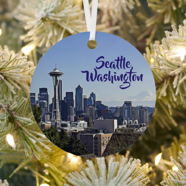 Seattle, Washington Keepsake Souvenir Christmas Metal Tree Decoration (Insitu)