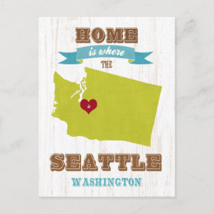 Seattle, Washington Map – Home Is Where Postcard