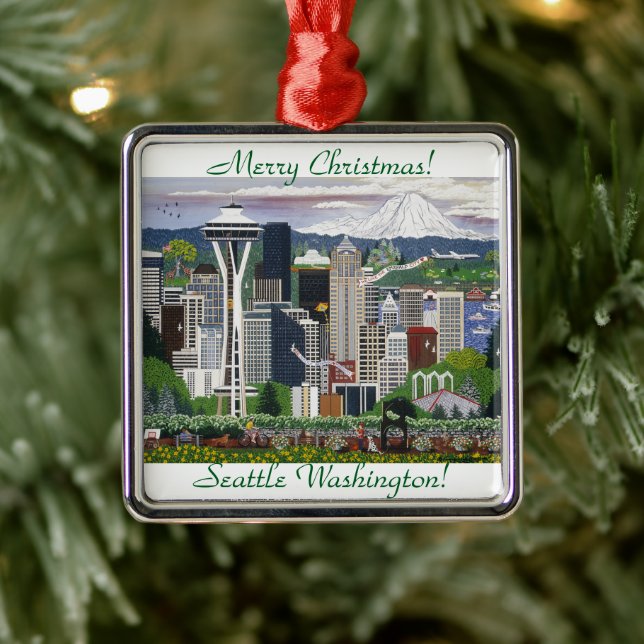 Seattle Washington Metal Ornament (Tree)