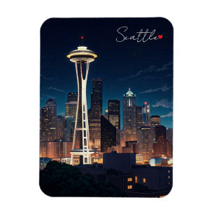 Seattle Washington Night Magnet