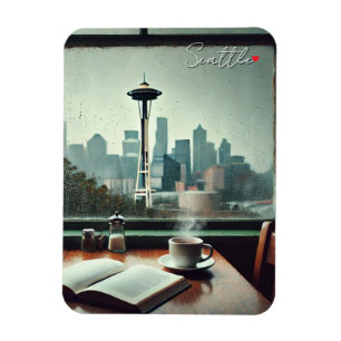 Seattle Washington Rain Love Coffee Magnet