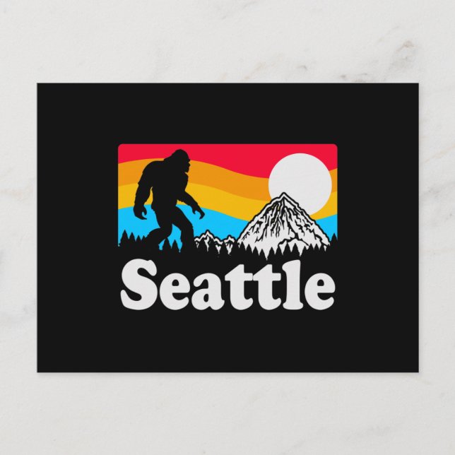 Seattle Washington Retro Bigfoot Postcard (Front)