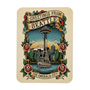 Seattle Washington Retro Vintage Magnet