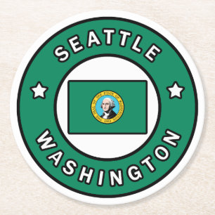 Seattle Washington Round Paper Coaster