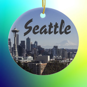 Seattle Washington scene Ceramic Ornament