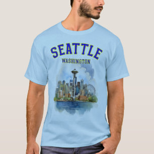 Seattle Washington: Seatle Skyline & Space Needle T-Shirt