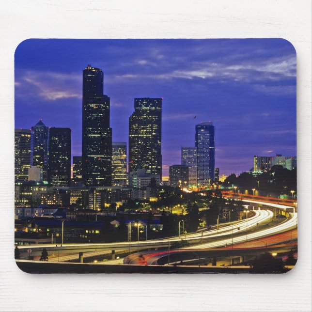 Seattle, Washington skyline at night Mouse Pad (Front)