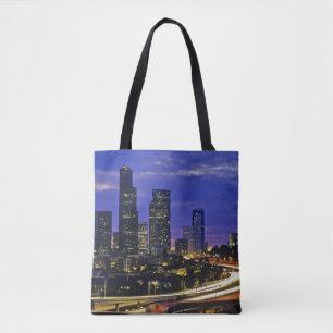 Seattle, Washington skyline at night Tote Bag