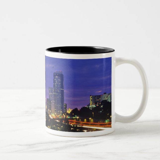 Seattle, Washington skyline at night Two-Tone Coffee Mug (Right)