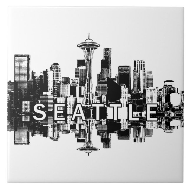 Seattle, Washington skyline Ceramic Tile (Front)