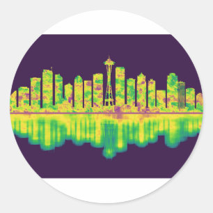 Seattle Washington Skyline Classic Round Sticker