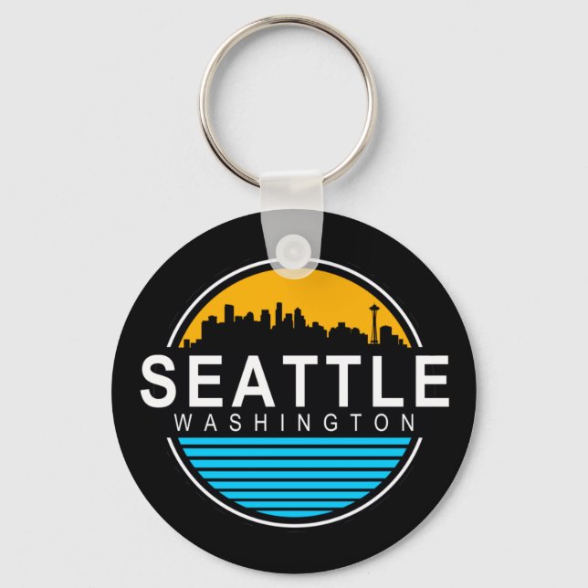 Seattle Washington Skyline  Key Ring (Front)