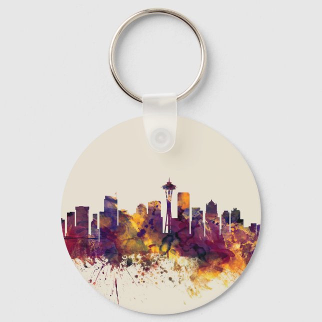 Seattle Washington Skyline Key Ring (Front)