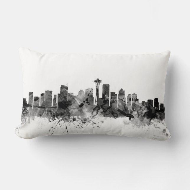 Seattle Washington Skyline Lumbar Cushion (Front)