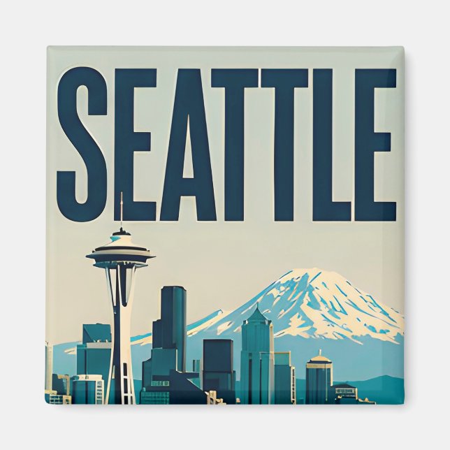 🌲 Seattle Washington Skyline Magnet (Front)