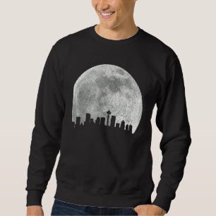 Seattle Washington Skyline Moon Pride Vintage Seat Sweatshirt
